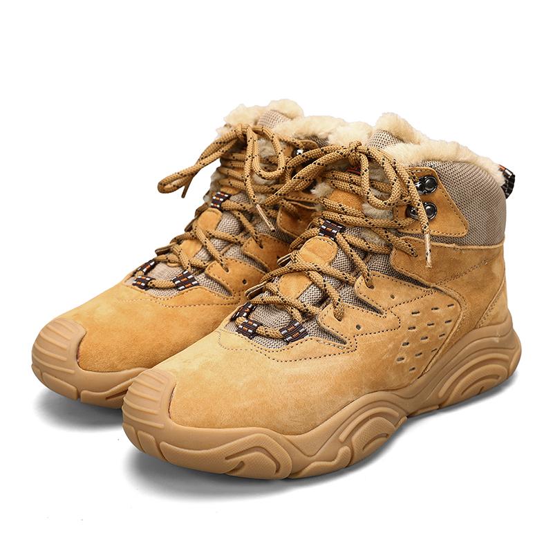 Fashion Men Winter Boots Plus Fur Cold-proof Warm High-top Cotton Shoes Daily Outdoor Warm Men Cotton Shoes Men's Snow Boots