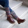 Fashion Retro Ethnic Women Boots Boho Folk-Custom Artisanal Ladies Flat Leather Boots Embroidery Printed Shoes