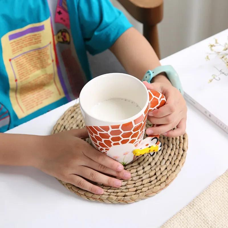 3D трехмерная чашка для воды с изображением животных из мультфильма, высокотемпературная керамическая кружка для молока, кофе, чая, детей, кружка для воды, домашняя кружка