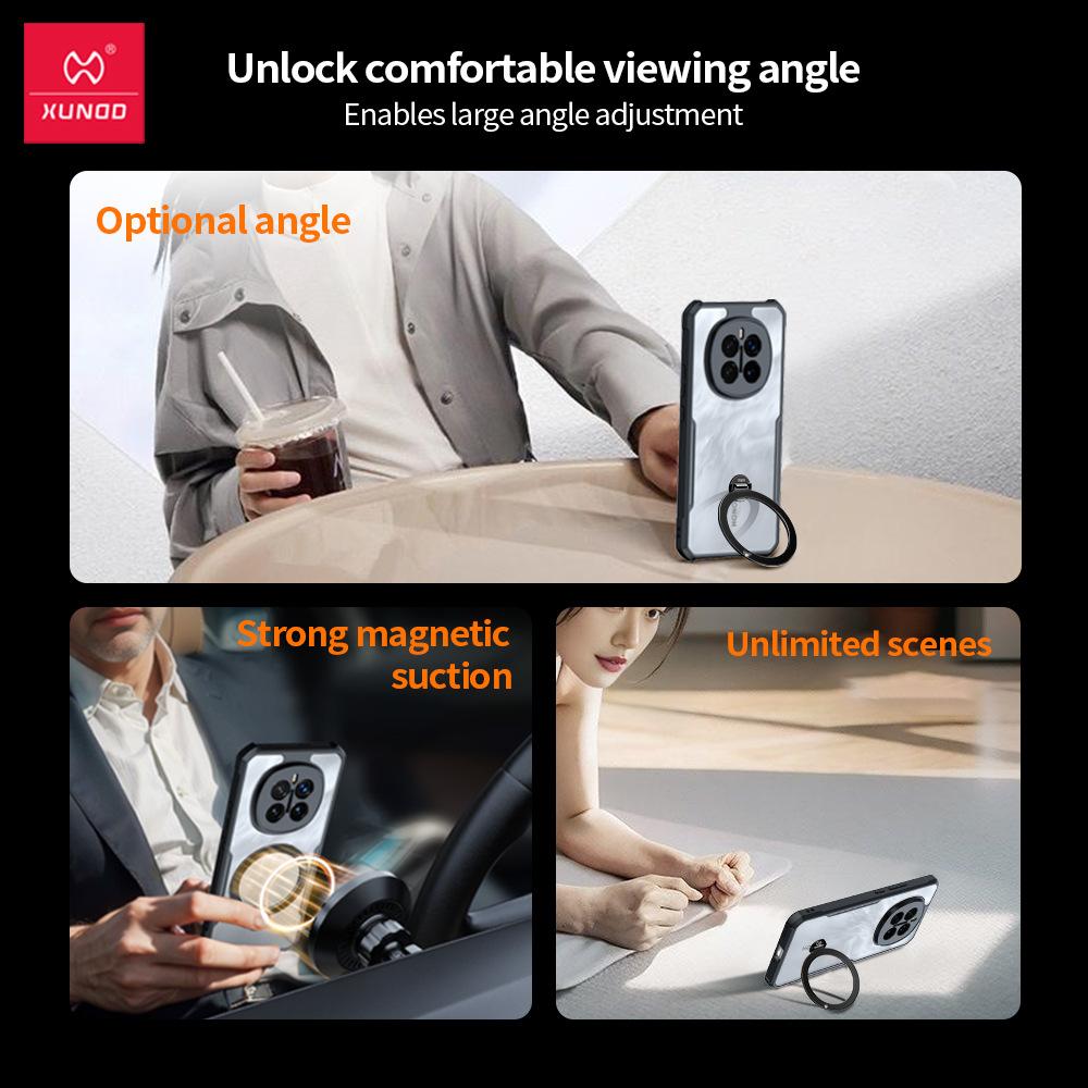 XUNDD For OnePlus Ace 6 Case For One Plus Ace6 Casing Luxury Shockproof Transparent Anti Fingerprint Back Cover With Rotatable Magnetic Holder