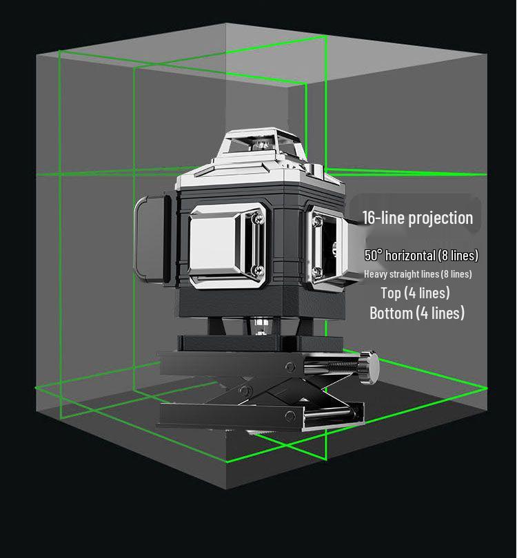 Высокоточный 16-линейный зеленый лазерный уровень с автоматической проекцией для стен и пола
