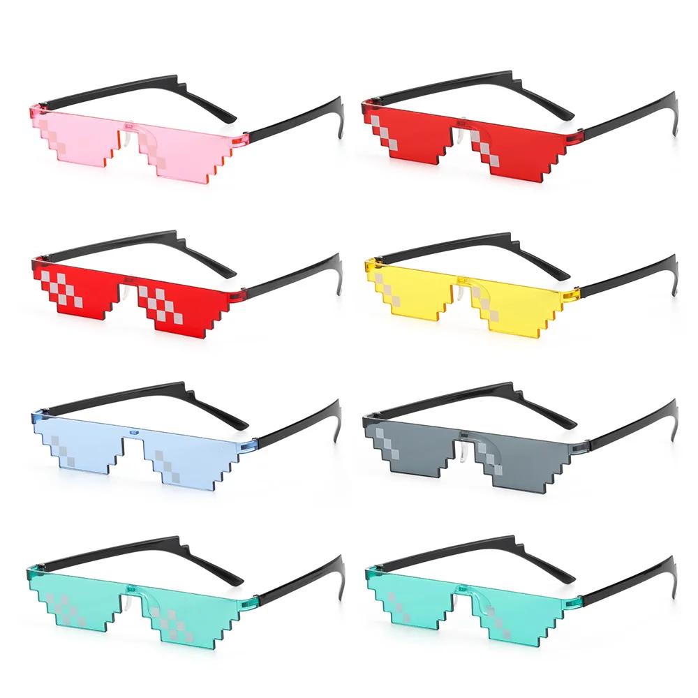Pixel Mosaic Sunglasses Birthday/Party Cosplay Gamer Robot Sunglasses Fashion Retro Thug Life Sunglasses Women Favors Gift