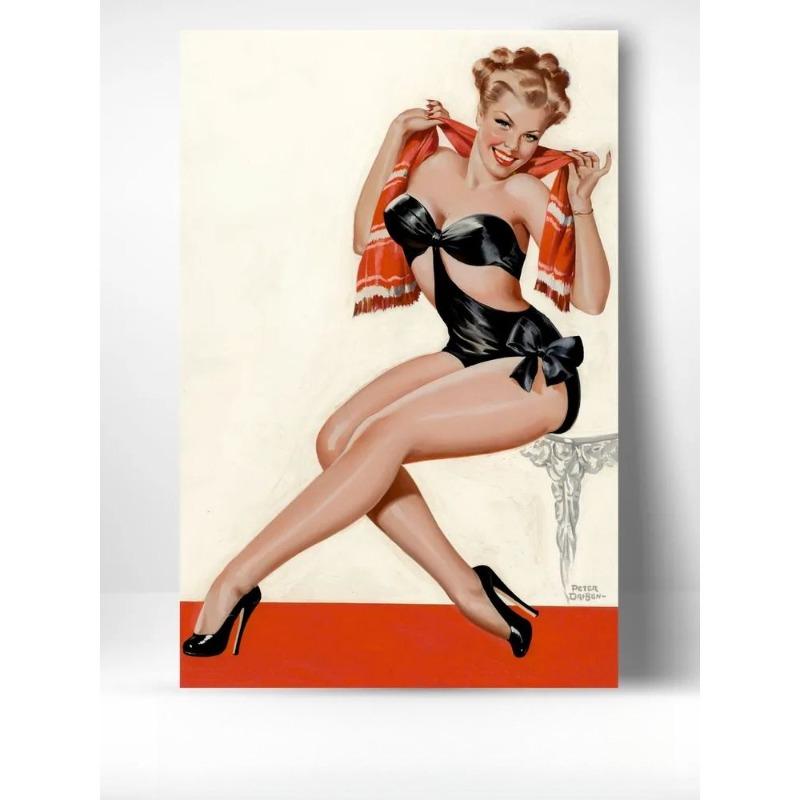 Pin Up Girls Metal Poster xcm Vintage Retro Wall Art Decor