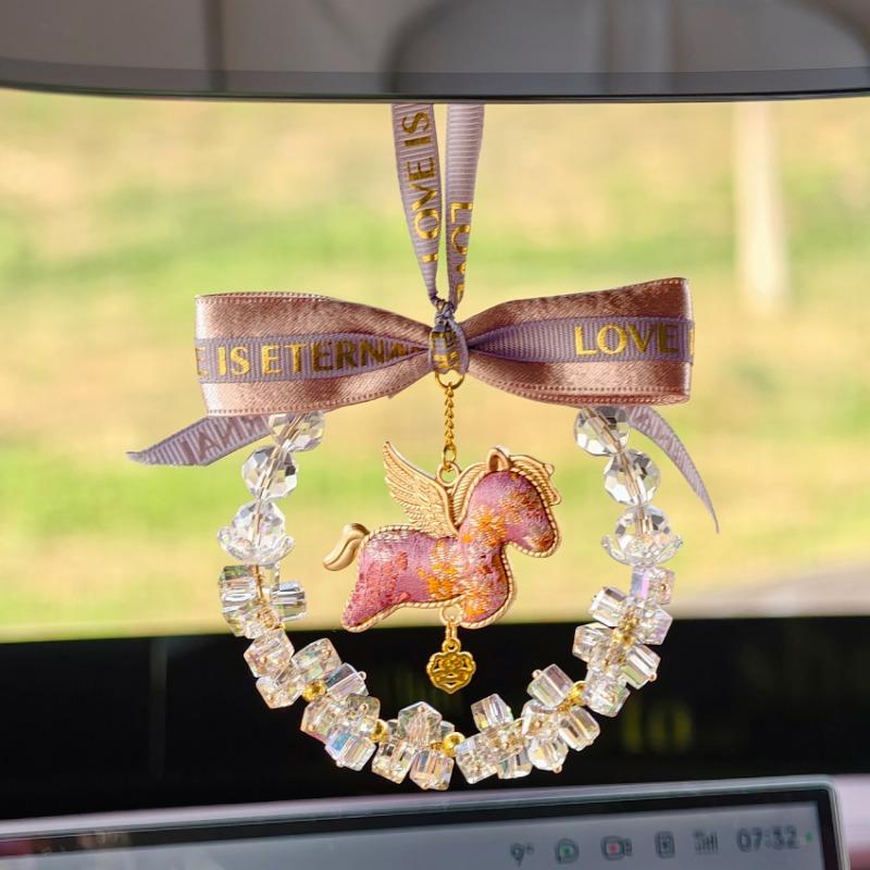 Crystal Starry Pegasus Car Pendant Rearview Mirror Hanging Decoration Gift For Women