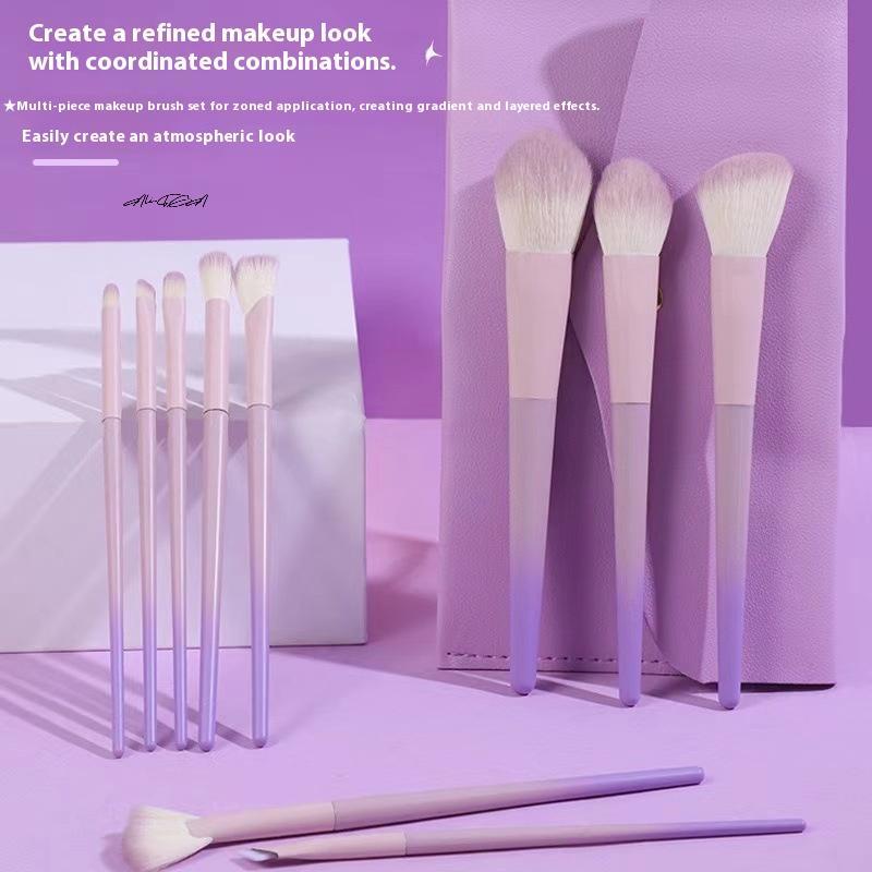 10Pcs Purple Makeup Brush Set Full Set of Beauty Tools Loose Powder Brush Eye Shadow Brush Concealer Brush