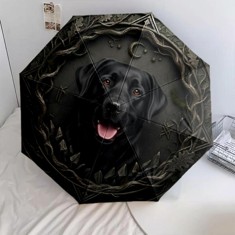 Рисунок лабрадора ретривера черного окраса, автоматический складной зонт, портативная и складная конструкция, 8 спиц, рождественский или день рождения подарок.