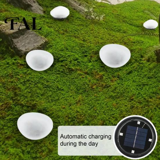 Solar Landscape Lighting Stone Garden Light, Waterproof LED Rock Outdoor Lamp, Cobblestone Easy Install Lamp Look Lawn Decorative Light for