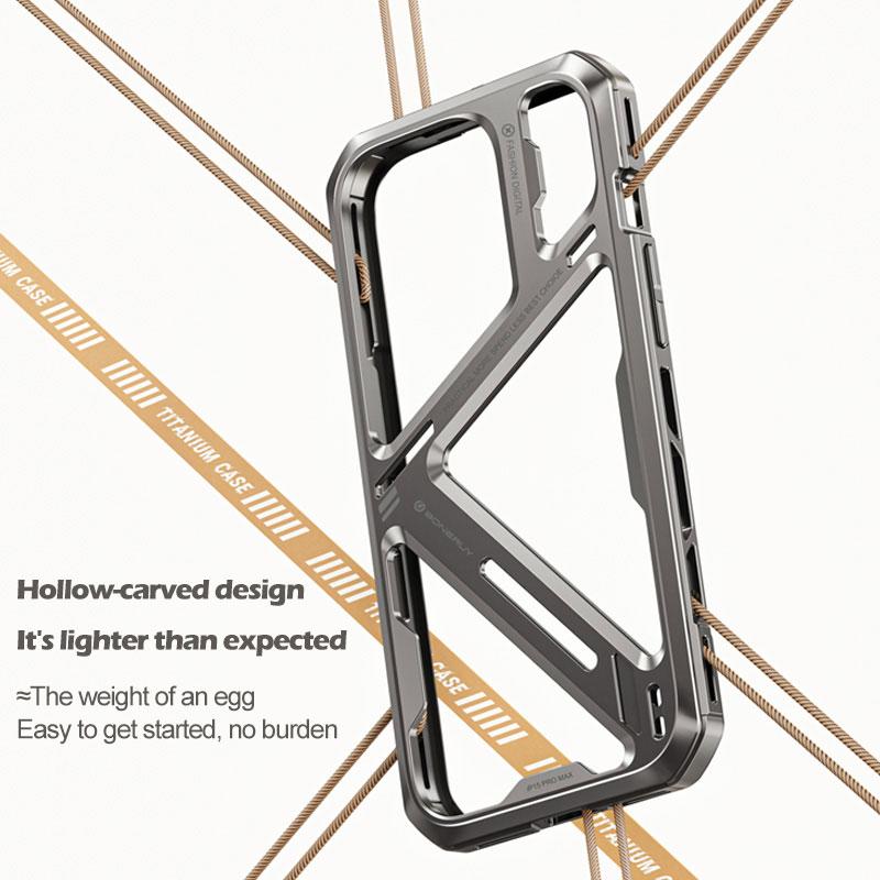 Роскошный механический полый чехол из титанового сплава для iPhone 13 14 15 Pro Max, металлический съемный защитный противоударный чехол, чехол