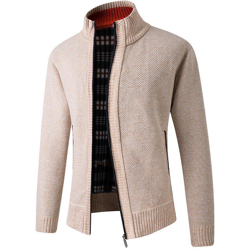 European Men's Thick Knitted Stand Collar Sweater Cardigan 2022 Edition