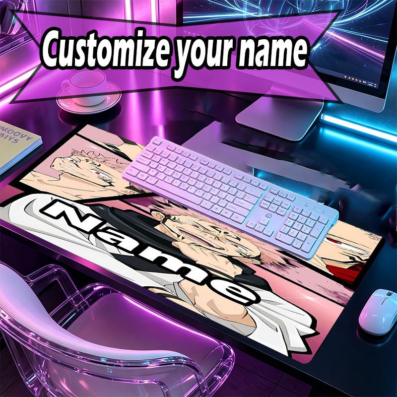 Custom Name Personalized Jujutsu Kaisen Pattern Mousepad, Laptop PC Desk Mat, Decorative Desk Mat for Home Keyboard Pad Gift