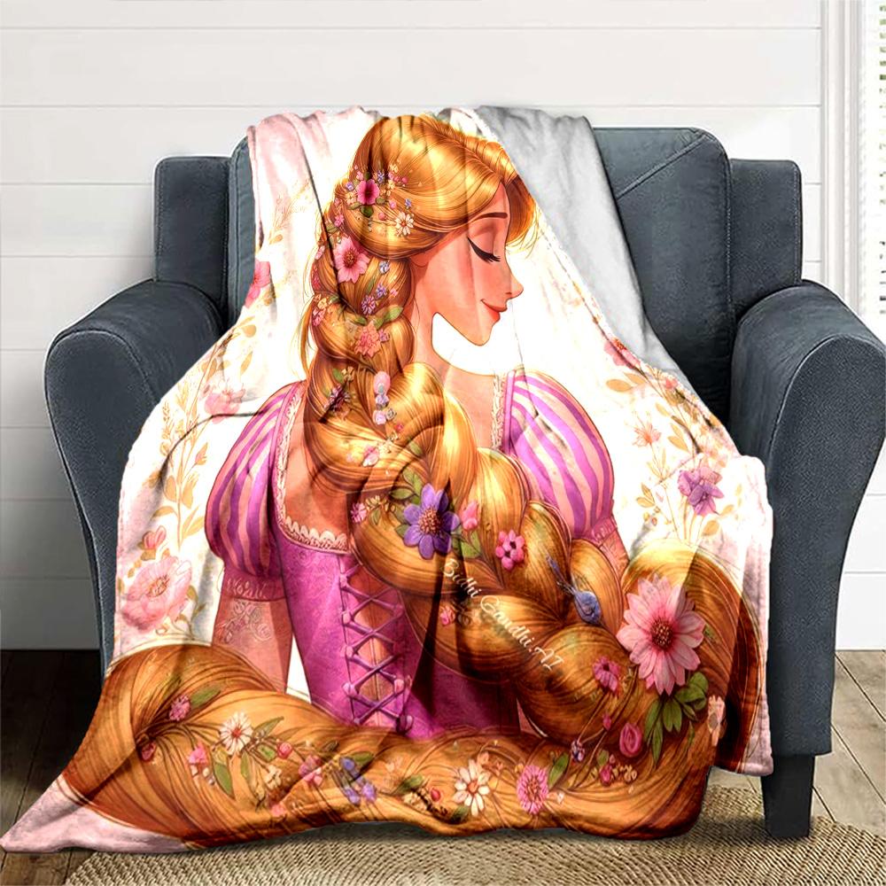Rapunzel'S Floral Braid Flannel Blanket Super Soft Warm Cozy Blanket For Sofa Bed Office Travel Allseason Home Decor Gift
