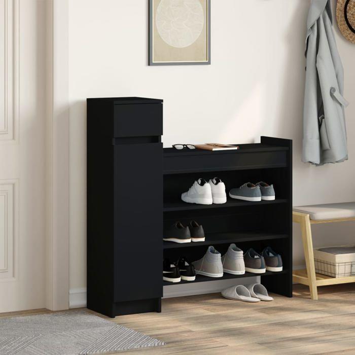 VidaXL Shoe Cabinet Black 100.5x28x100 Cm Engineered Wood, Shoe Storage Cabinet, Rack At 840423