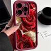 Креативный чехол для телефона с узором из розовых роз с блестками, подходит для iPhone 17 16 15 14 13 12 11 Pro/Max/Plus, противоударный