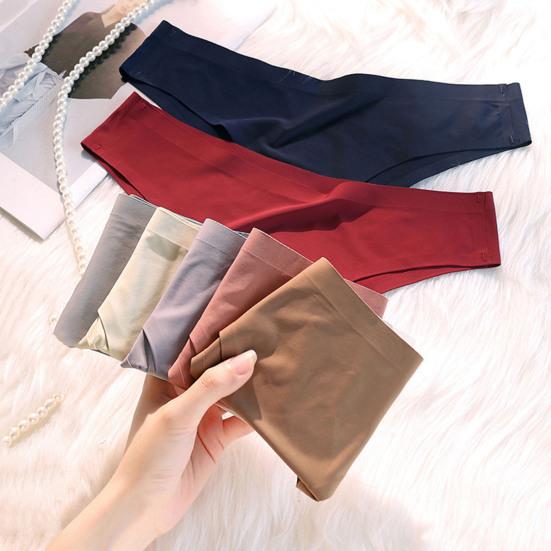 Women Panties Seamless Mid Waist Ice Silk Good Breathability Solid Color Slim Fit Thin Quick Dry Casual Sport Underpants Lady Briefs