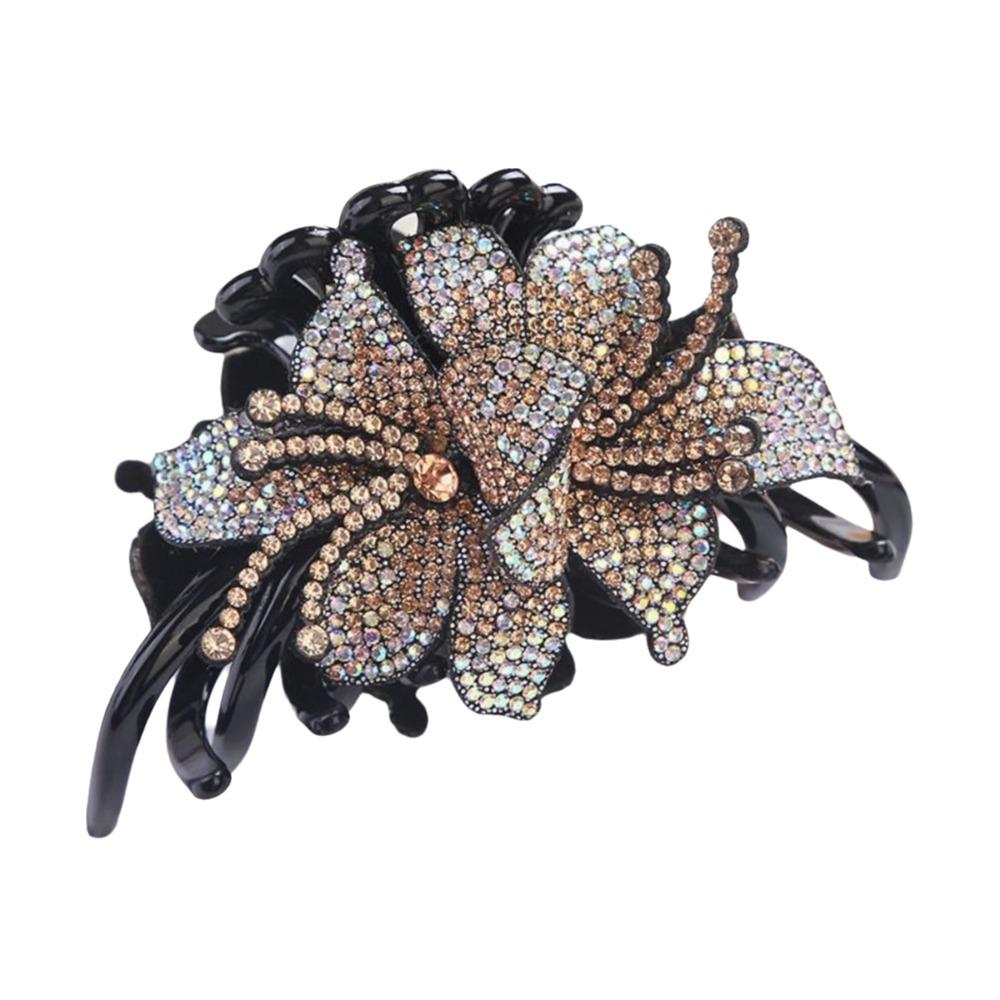 Hairgrip Style Double Flower Hair Claws Rhinestone Decor Hair Barrettes Party Occasion