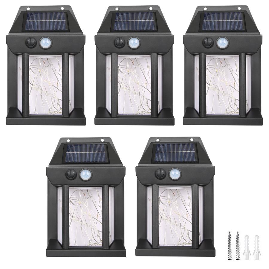 External Led Solar Wall Lamps Motion Sensor Light String Outdoor Waterproof Emergency Lantern Courtyard Garden Decoration Light