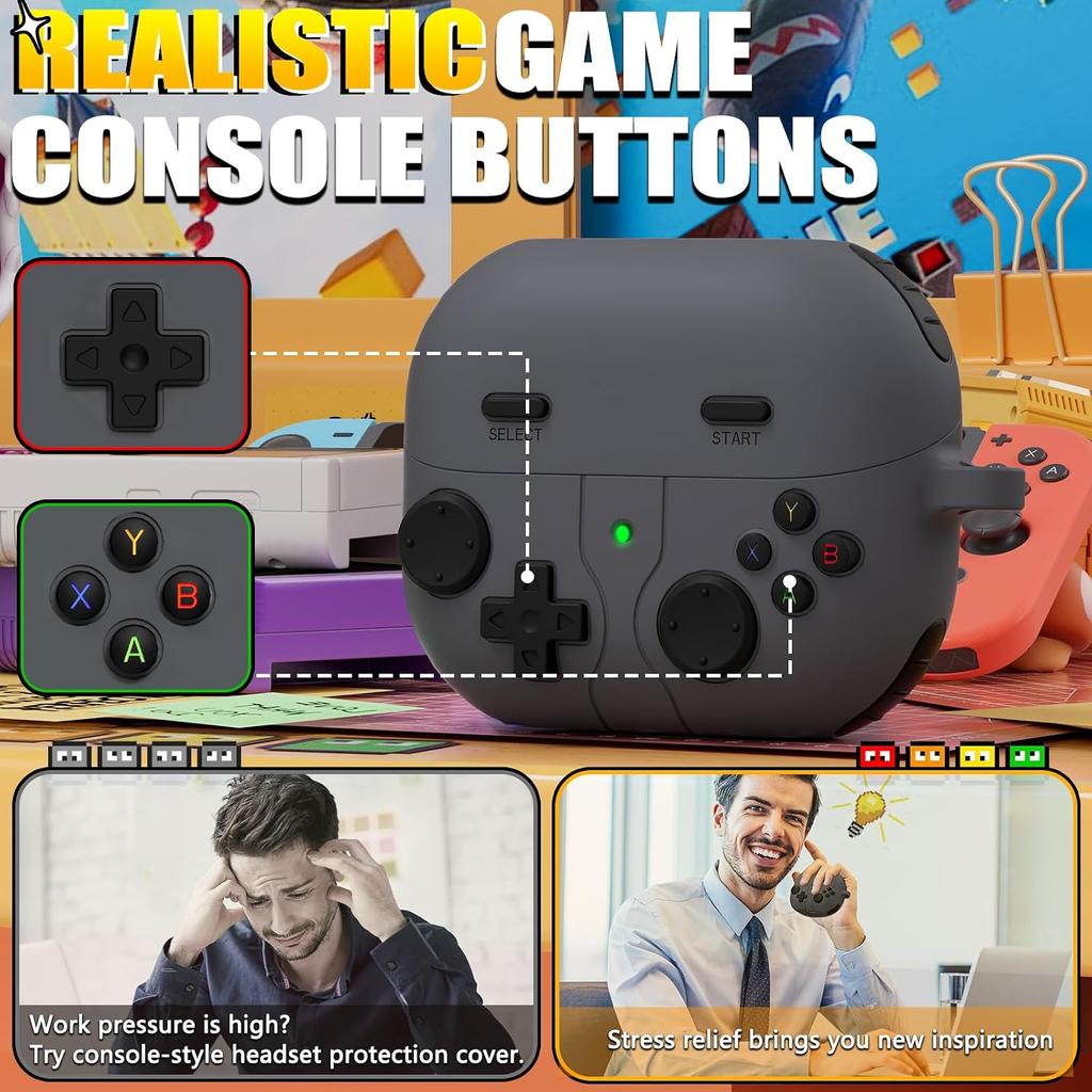 Game Case for Samsung Galaxy Buds 3 FE(2025)/Buds 3 Pro Case 2024,Dark Gray