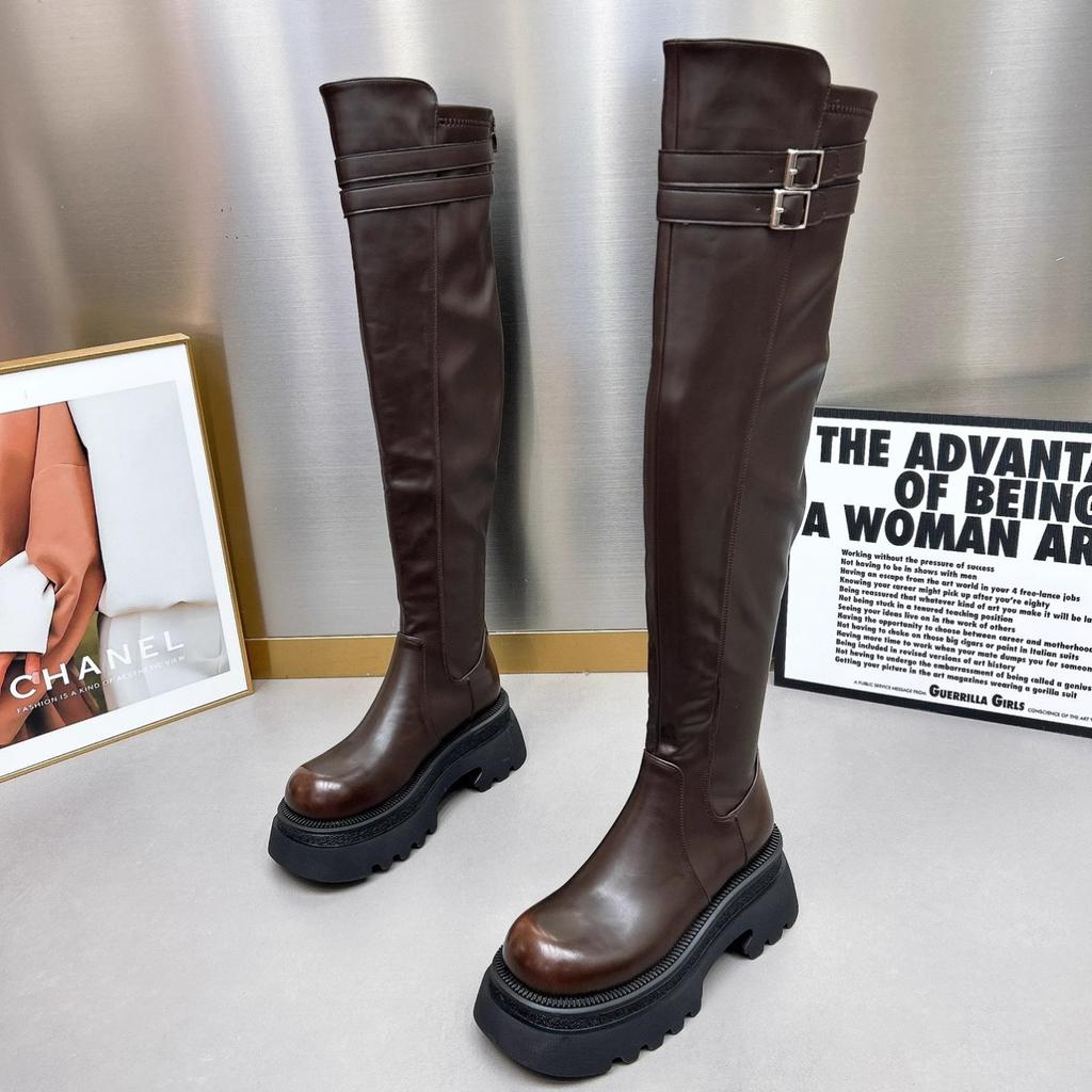 Черные ретро ботинки на высокой платформе женские ковбойские сапоги в западном стиле толстый каблук высокие рыцарские сапоги ботфорты прилив