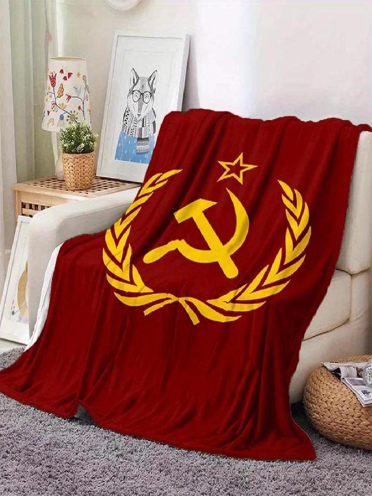 Retro Soviet Flag Digital Print Flannel Blanket Lightweight AllSeason Perfect for Bed Picnic Travel Nap