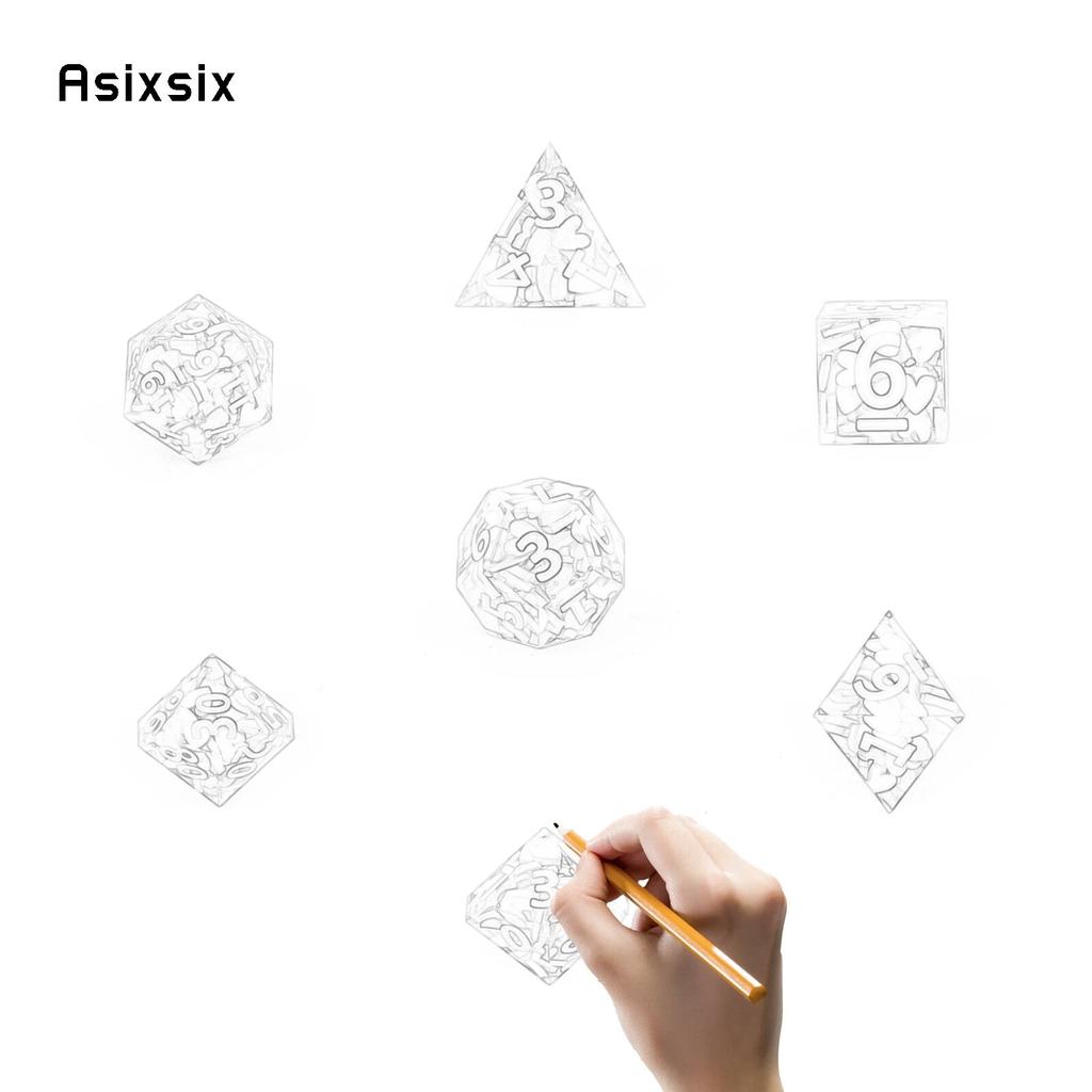 7 Pcs Red Loving Heart Resin White Number Sharp Dice Polyhedral Dice Suitable for Role-Playing RPG Board Game