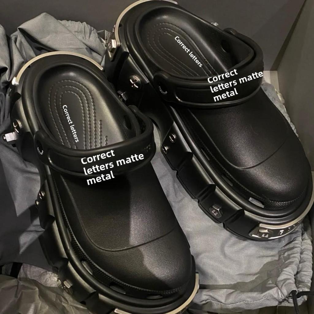 Мужские черные двойные пляжные туфли без застежек на толстой подошве