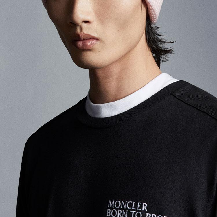 Moncler Ss22 Printed Crew Neck Long Sleeve T-Shirt Men tops Black H10918D00013899M5999