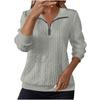 Women's Fashion Long Sleeve Solid Color Casual Collared Zipper Long Sleeve Pocket Sweatshirt