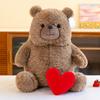 Cute Love-brained Brown Bear Plush Toys To Send Girlfriend To Express Love and Love Bear Pillow Wedding Room Decoration