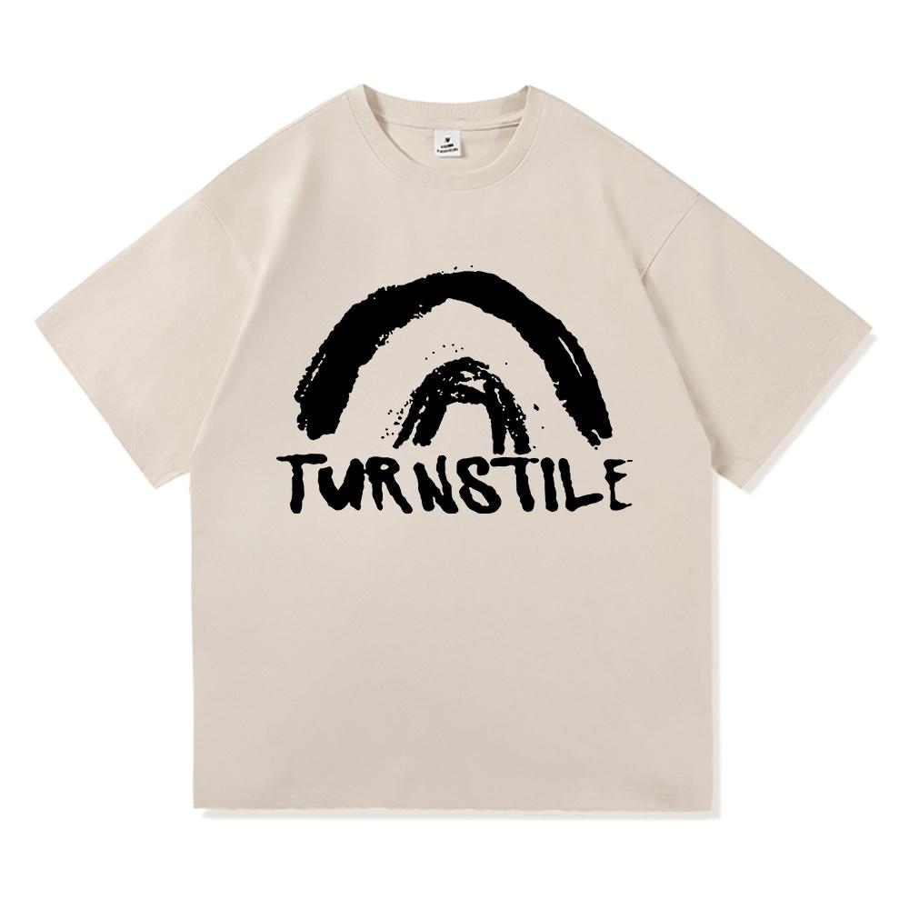 Turnstile Double Rainbow Tshirt 2025 Album Never Satisfied Mens Pure Cotton Tshirt Harajuku Highquality Retro Casual Tshirt