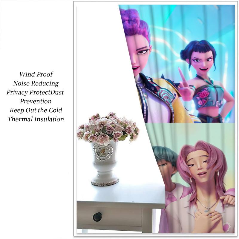 2 шт. Занавески Блэкаут Hasbro K-pop Группа Светоблокирующие Пастельные С Принтом Аниме Идолов С Люверсами Оконные Шторы Для Спальни Гостиной