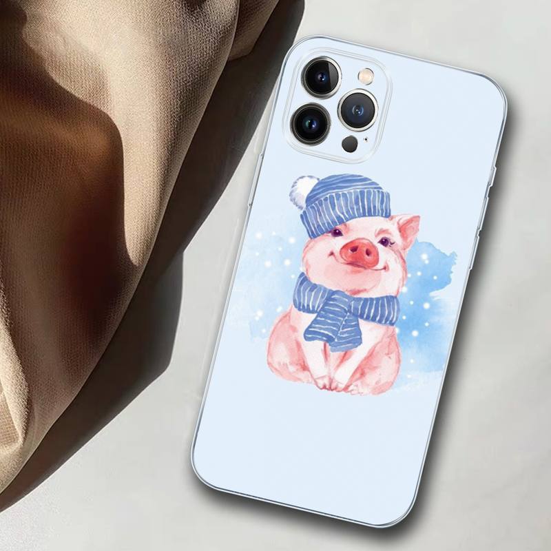 Cute Little Pet Pig Phone Case Silicone Soft for Iphone 14 13 12 11 Pro Mini XS MAX 8 7 6 Plus X XS XR Cover