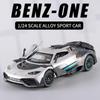 1/24 Scale Benz ONE Sports Diecast Car Model Toy, Pull Back Toy Vehicle with Sound and Light for Kids Toddler Boys Girls Gift Collection