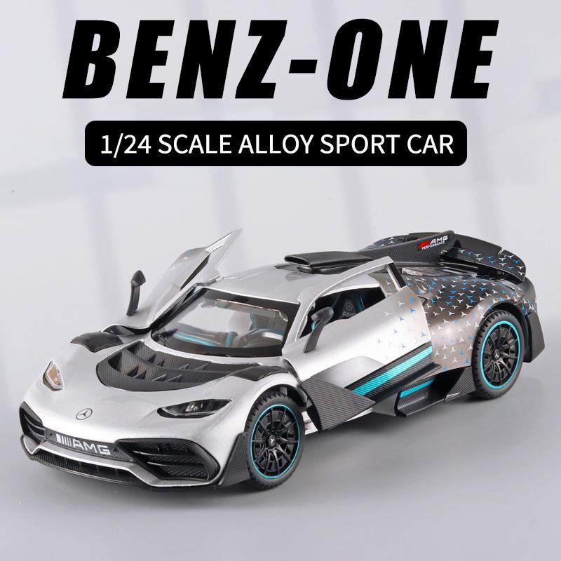 1/24 Scale Benz ONE Sports Diecast Car Model Toy, Pull Back Toy Vehicle with Sound and Light for Kids Toddler Boys Girls Gift Collection