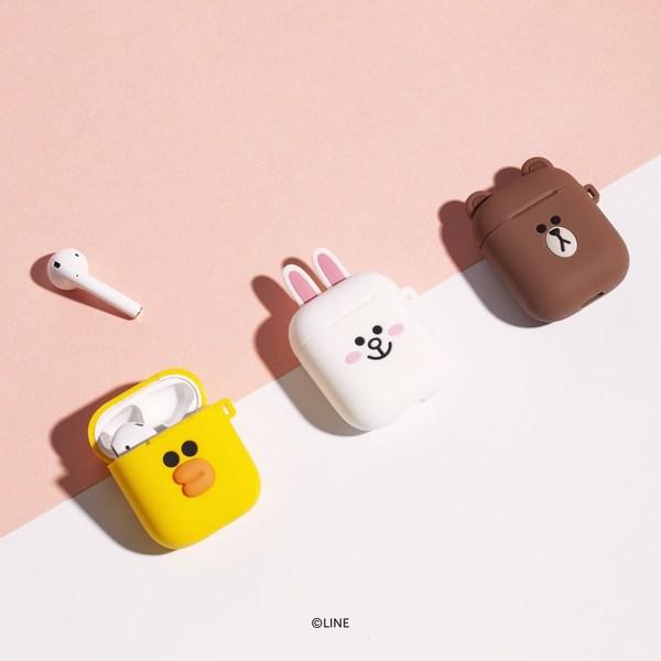 Чехол Line Friends AirPod с кольцом типа D, коричневый