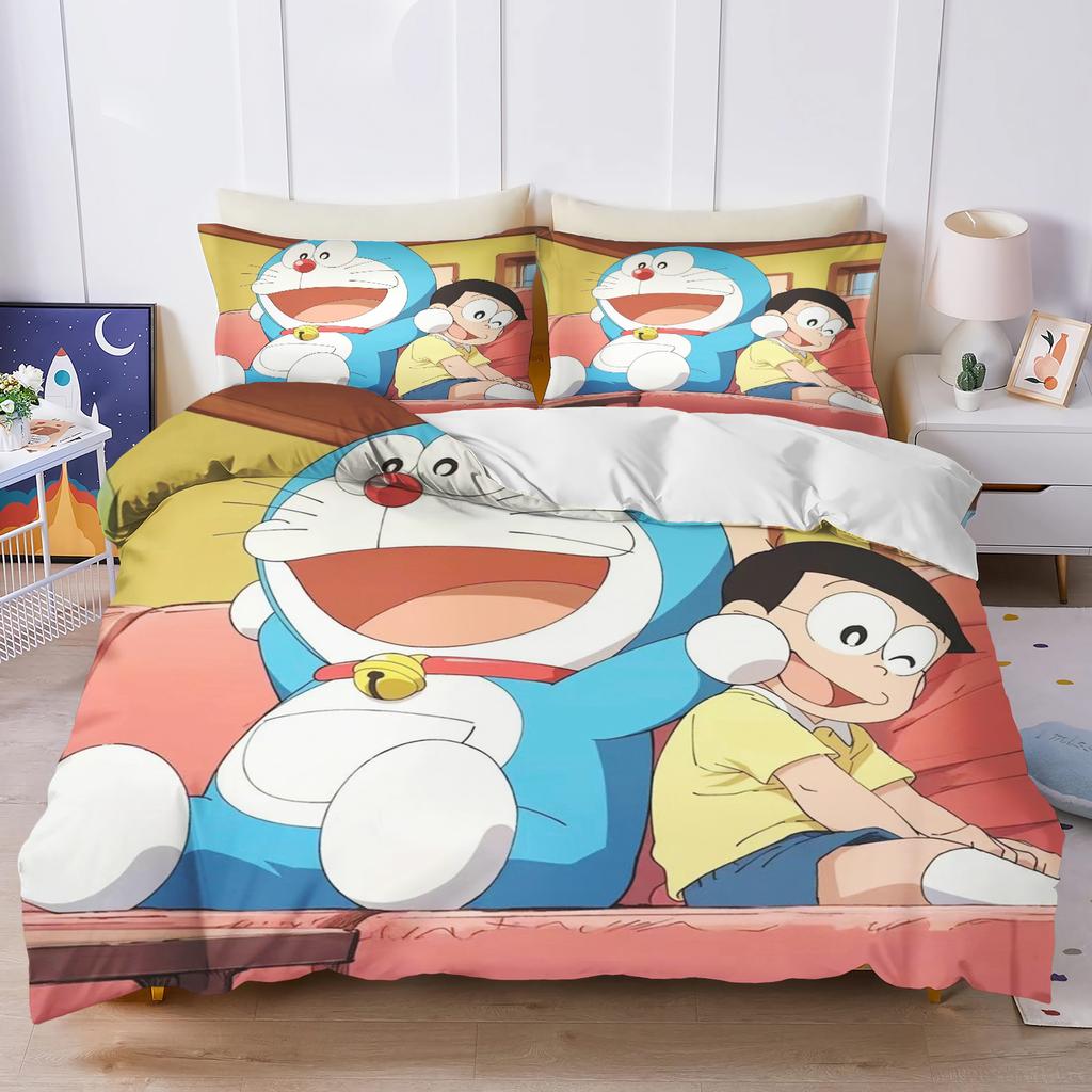 Blue Robot Cartoon Duvet Cover Home Pillowcase Set Adult Bedroom Children Comforter Bedding