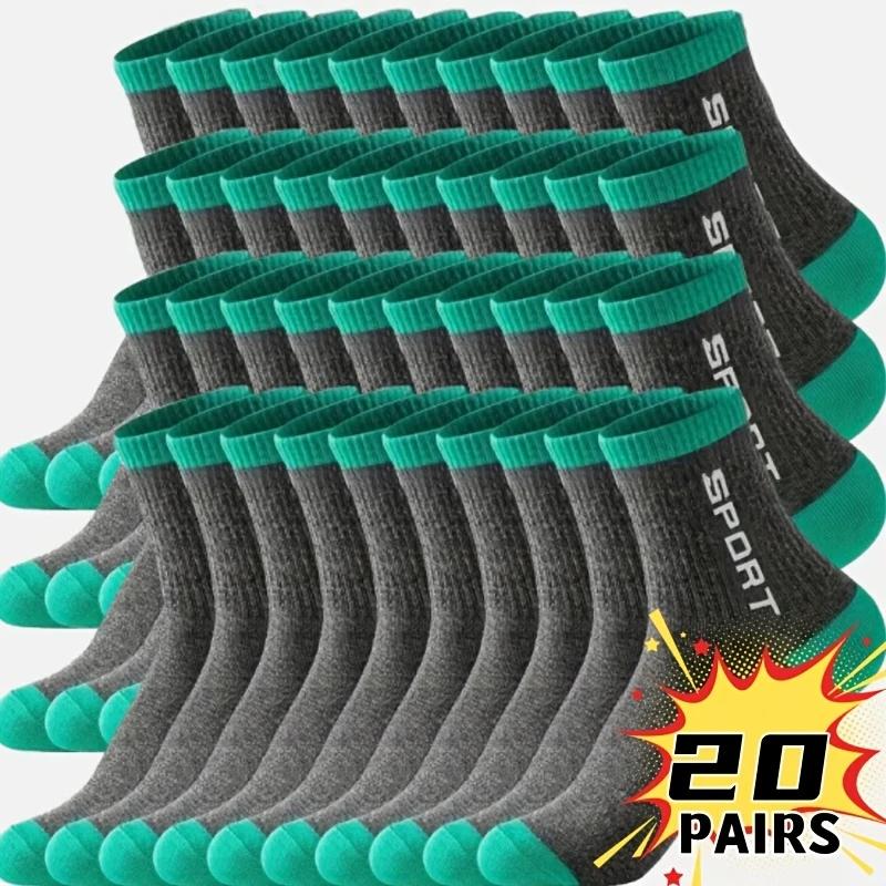 5/10/20 Pairs Men's Breathable Sports Socks - Moisture-Wicking, Reinforced Heel & Toe, All-Season Athletic Socks
