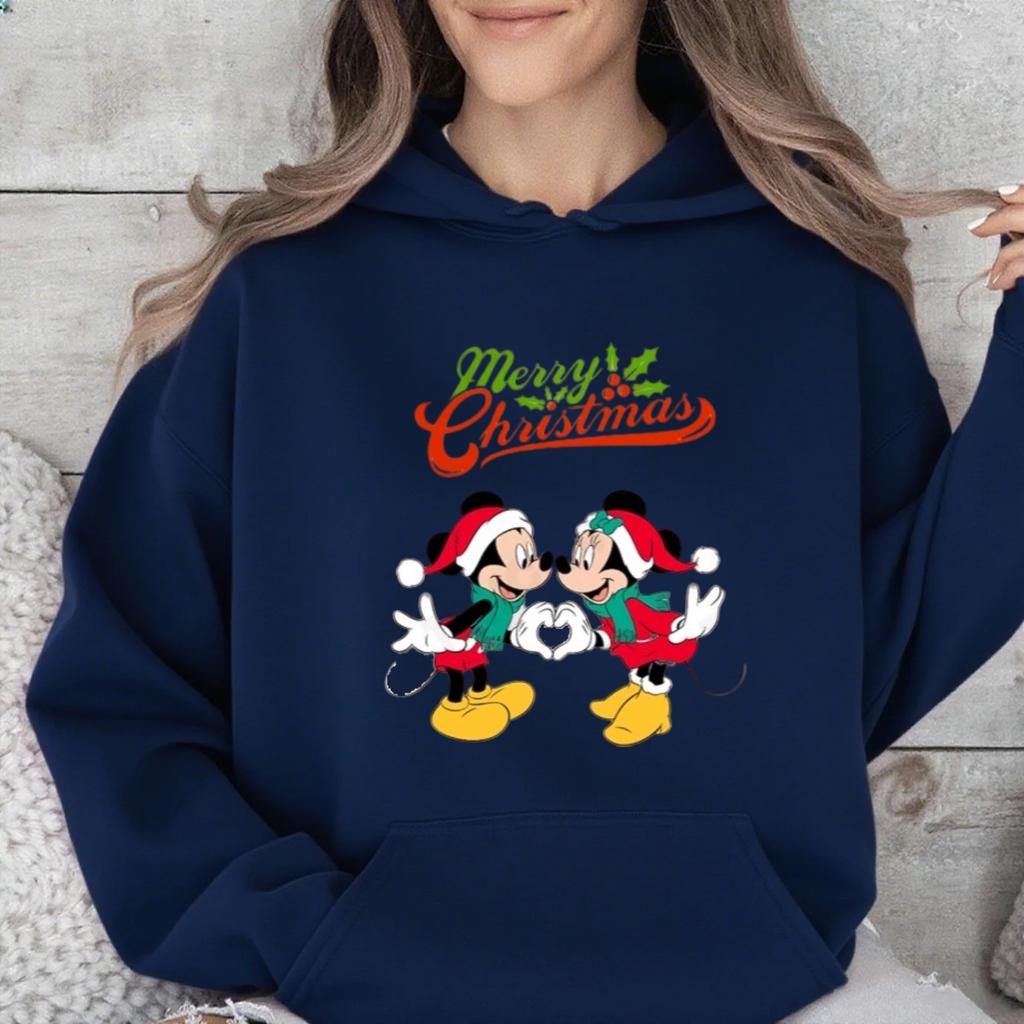 Рождественская толстовка с капюшоном Disney для родителей и детей, с принтом Микки Мауса, многоцветная, модный повседневный топ американского бренда