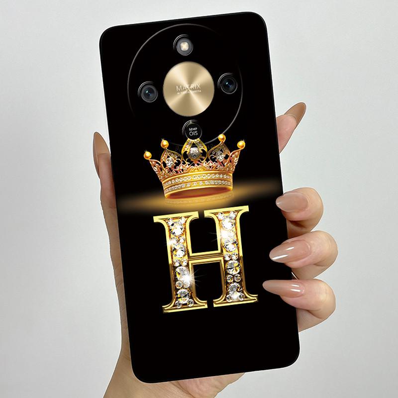 Чехол для Honor Magic 8 Lite Корона Первая Буква Мягкий Жидкий Силикон Ударопрочный Чехол Coque для Honor Magic8 Lite 5G Чехол Funda
