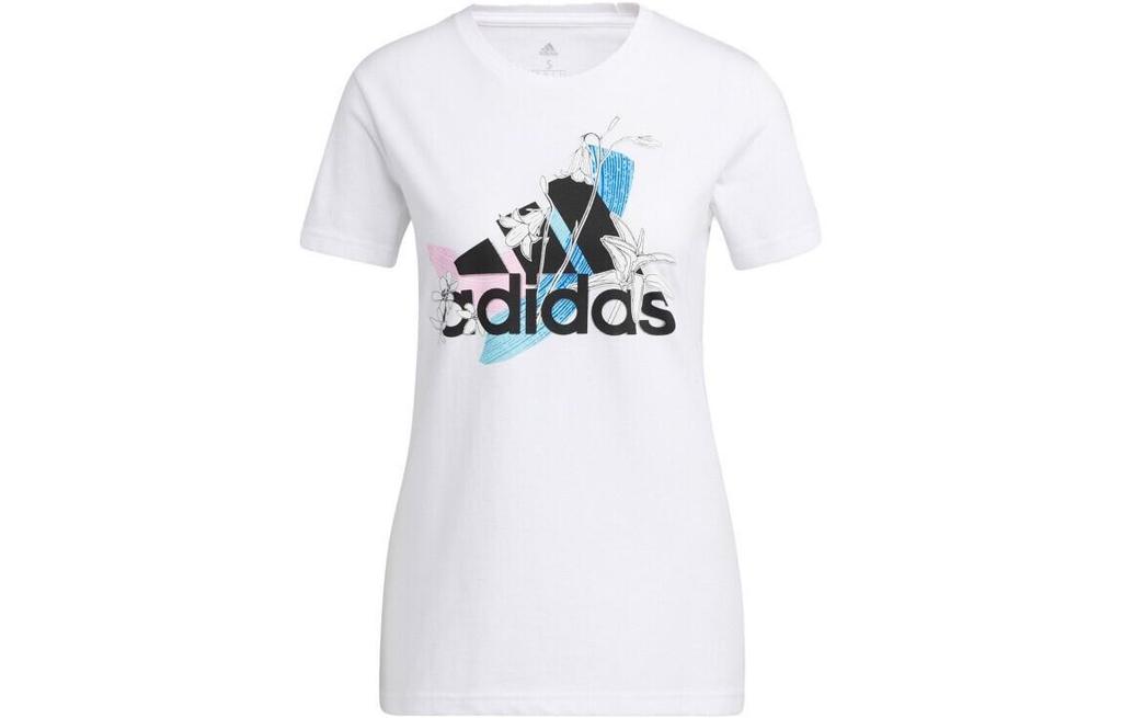 Adidas T Shirts Women's White Crew Neck Moderate Straight Fit GN9151