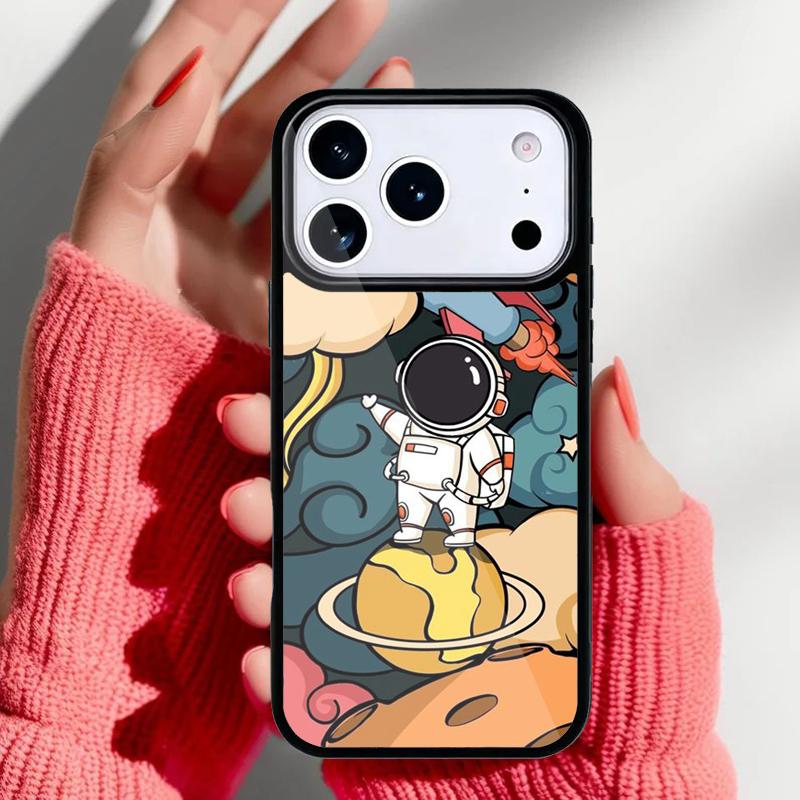 Чехол для телефона 'Астронавт Космический корабль' для iPhone 17 16 15 14 13 Pro Max Задняя крышка для 12 11 Pro Coque