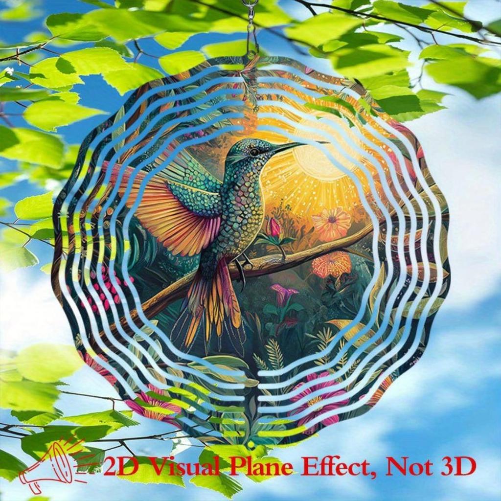 Яркая Цветочная Подвеска-Колокольчик с Колибри Красочный Металлический Садовый Декор Батарейки Не Нужны для Открытого Патио Веранды Праздничный Подарок