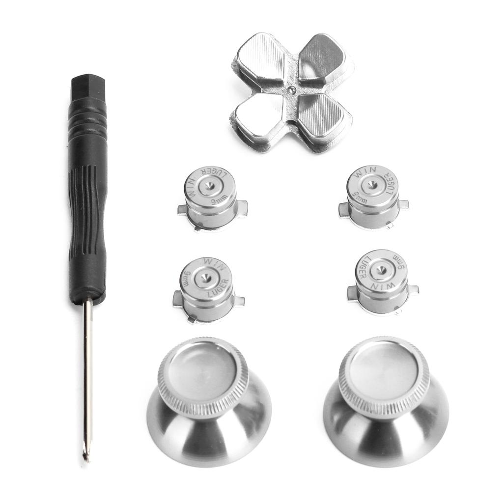 Игровой контроллер, кнопки из алюминиевого сплава, набор джойстиков, запасные части для PS4Silver