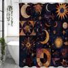 Sun Moon Geometric Collage Shower Curtain, Bathroom Decorative Shower Curtain, Waterproof Shower Curtain with Hooks