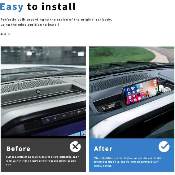 Auovo Dashboard Organizer Tray for Ford F150 2021 2022 2023 Center Console Car Dashboard Accessories Phone Holder ABS Insert Secondary Storage Box
