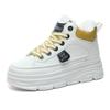 New Style of Plush Thickened Inner Heightened Winter Mid-top Shoes Color-blocking Thick-soled Sponge Cake Heightened White Shoes