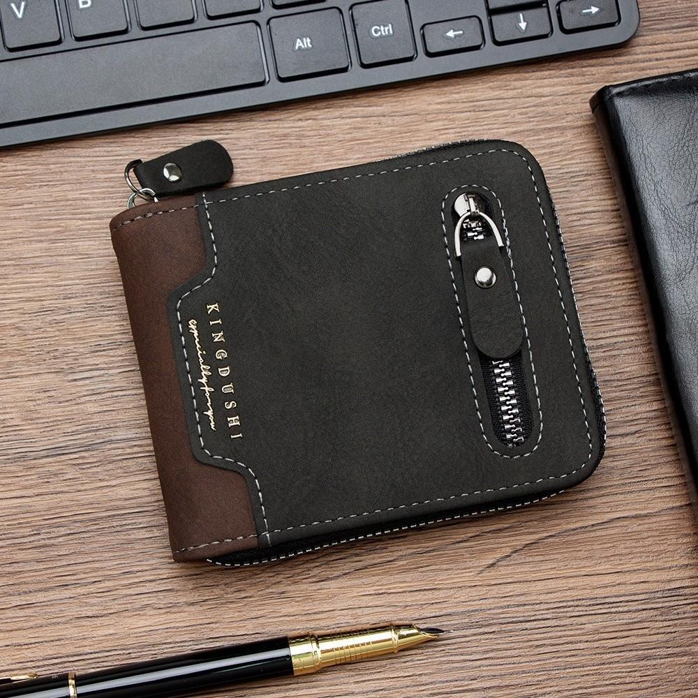 Large Capacity Men's Short Wallet Multi-position Card Holder Durable PU Leather Coin Purse Male