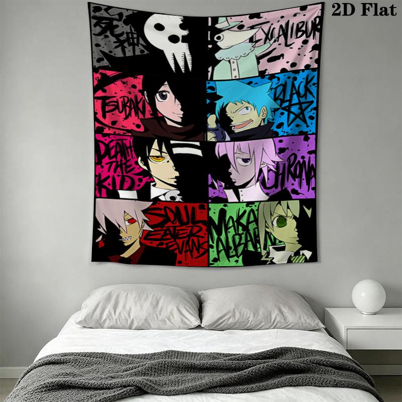 Soul Eater Wall Tapestry Aesthetic Wall Hanging Printed Fabric Blanket Decorative Tapestries for Bedroom Living Room Home Decor