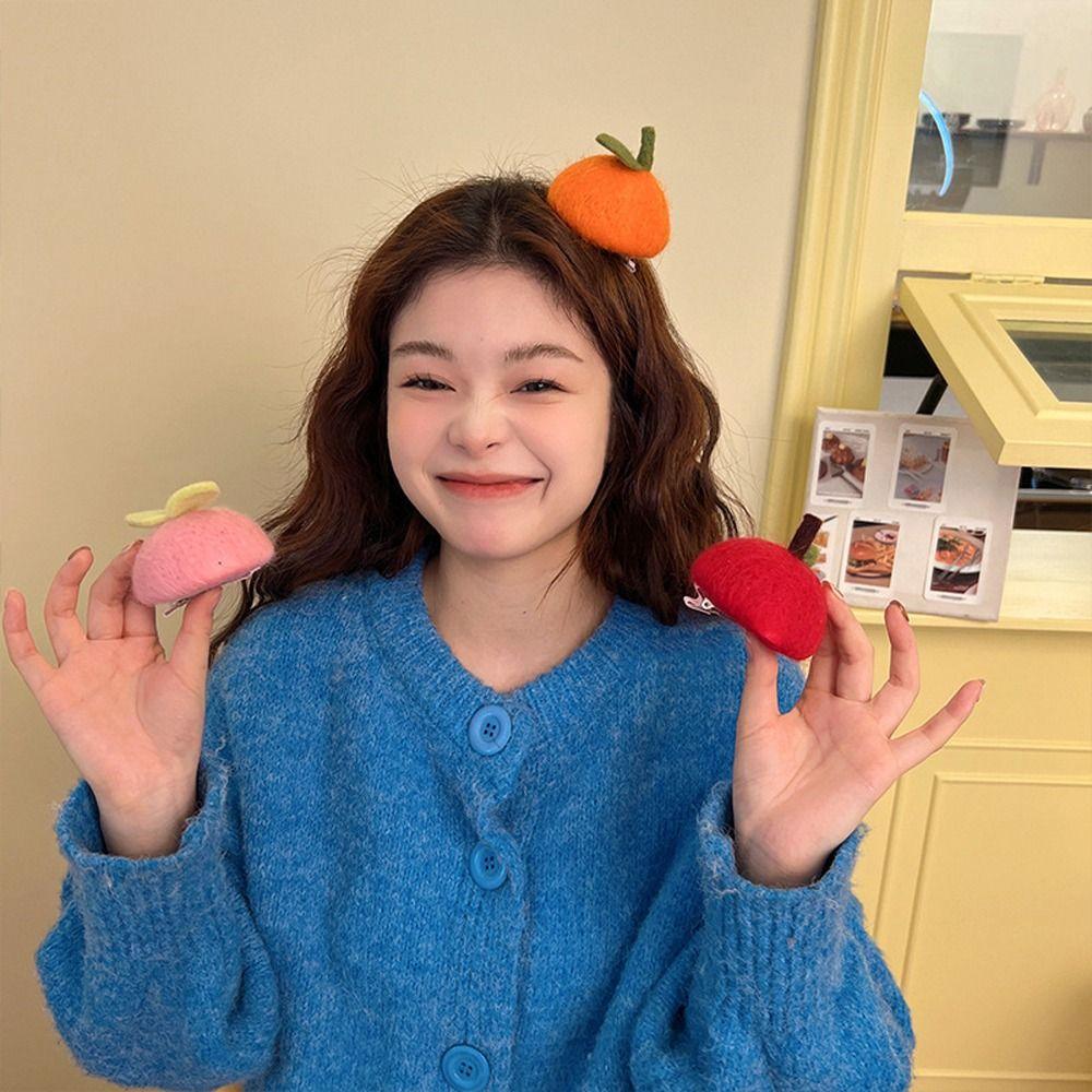 For Girls Girls Duckbill Clips Fruits Hair Clips Women Barrettes Simulation Food Hairpins Orange