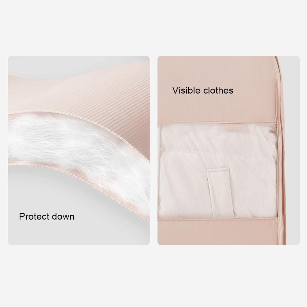 Space Saving Hanging Garment Bag with Self Compression Zipper Dust Cover Clothes Bag Coat Storage Bag for Down Coat Jacket