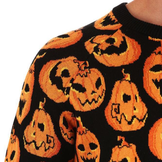 Джемпер на Хэллоуин в европейском и американском стиле, осенний свободный грязный женский вязаный пуловер с круглым вырезом